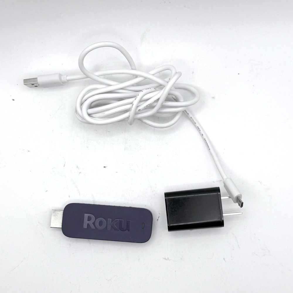 Roku Streaming Stick 3500X OS Purple HDMI Media Player with Power Adapter Cable